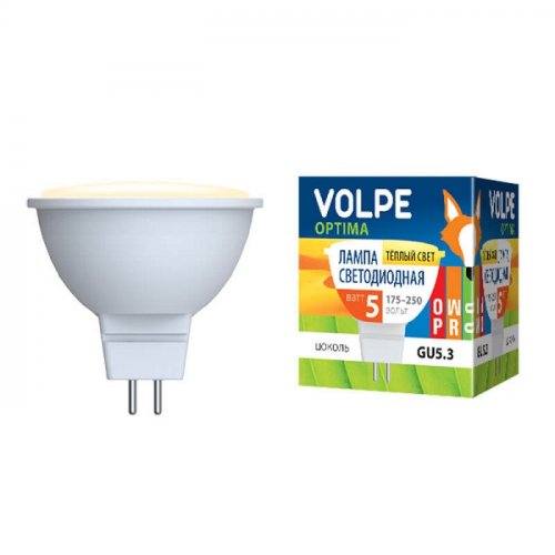 Лампа светодиодная Volpe LED-JCDR-5W-WW-GU5.3-O 5Вт 220В 350Лм 2700К картинка 